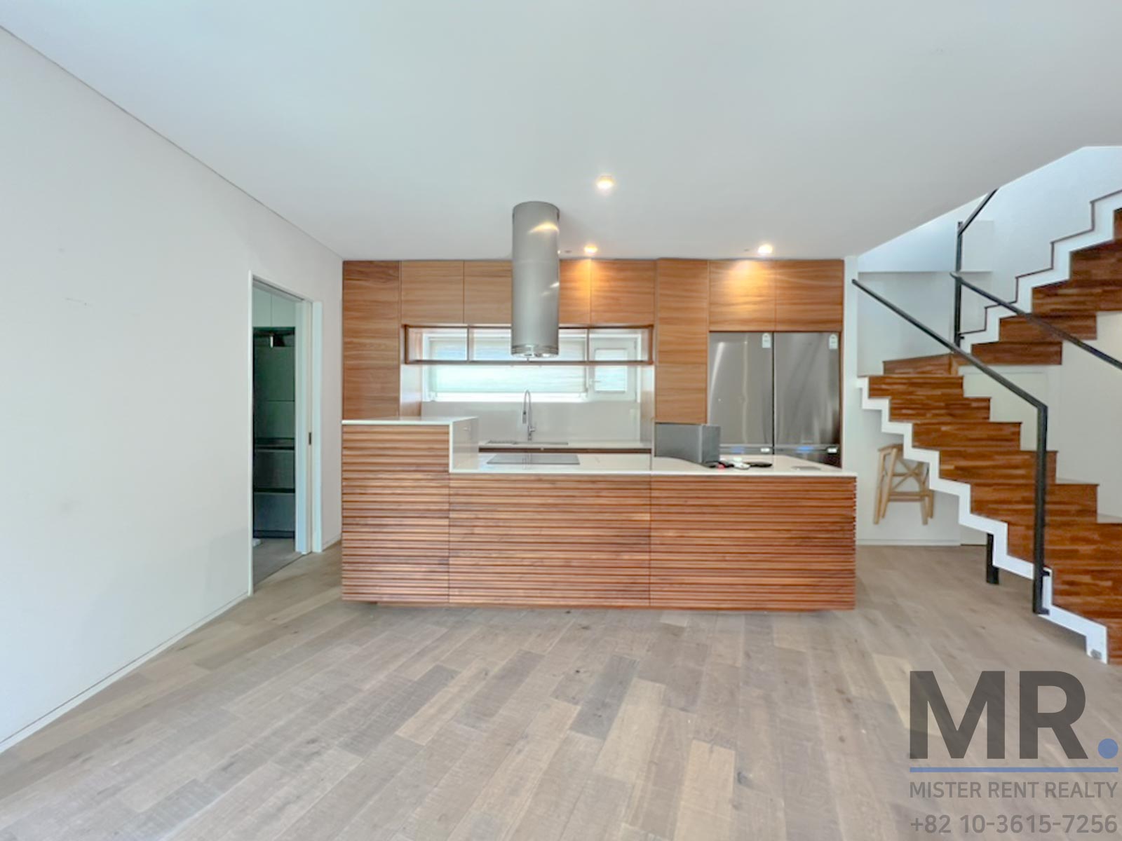 Modern kitchen with wooden cabinetry