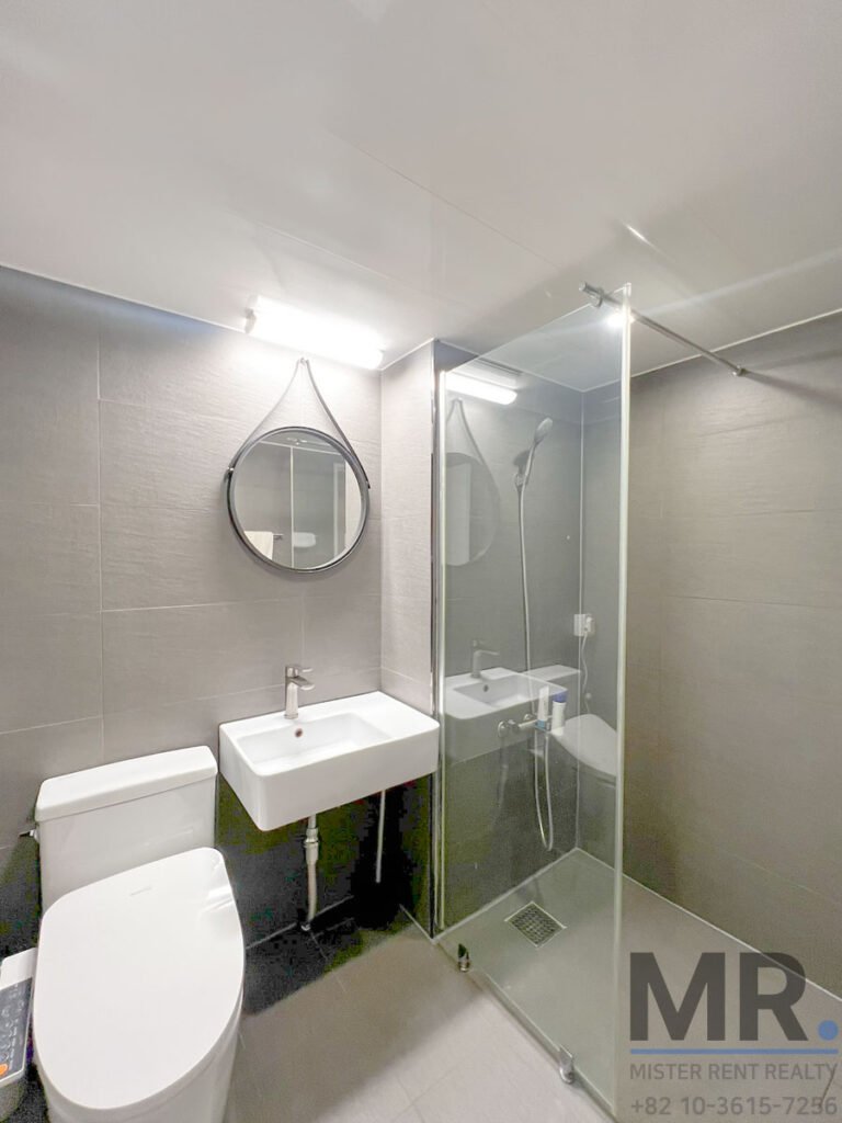 Modern bathroom with glass shower